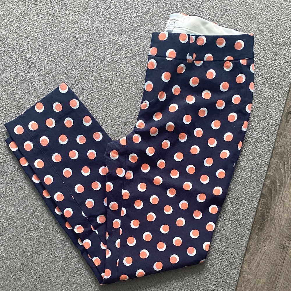 Crown & Ivy Navy Pants with Orange and White Dots - size 4P